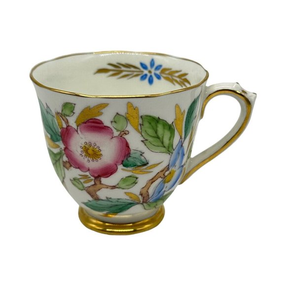 Royal Chelsea England Demitasse Cup & Saucer Set 385A Floral AOP Bone China EUC - Picture 3 of 10